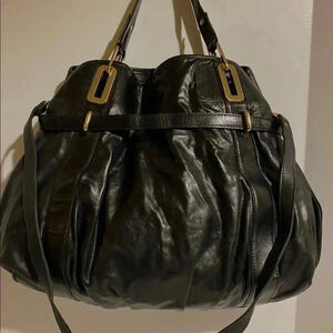 DKNY black leather satchel handbag